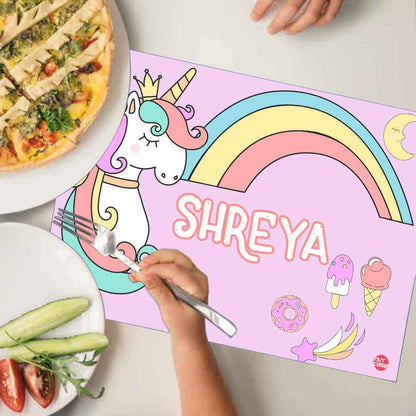 Personalised Unicorn Theme Return Gifts Birthday Party Placemats  - Unicorn Rainbows