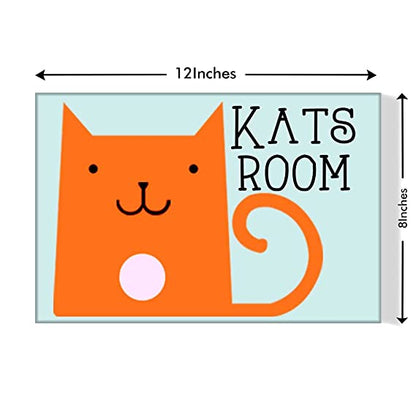 Children's Custom Door Name Plate -  Orange Cat