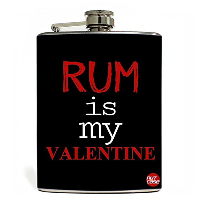 Romantic Valentine's Day Gift for Boyfriend Hip Flask 8 Oz - Rum is My Valentine