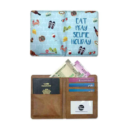 Passport Cover Wallet Travel Accessory - Eat Pray Selfie Holiday Nutcase
