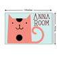 Custom Door Name Plate for Kids Room -  Pink Cat
