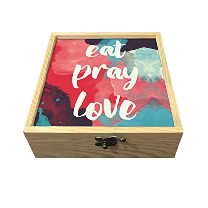 Passport Cover Luggage Tag Wooden Gift Box Set - Eat Pray Love