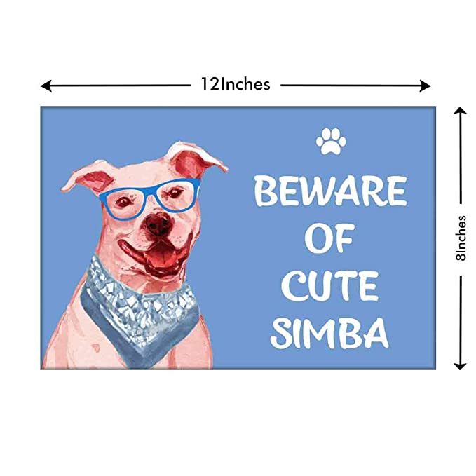 Personalized Dog Name Plate - Beware Of Dog Sign - Hipster Staffordshire terrier