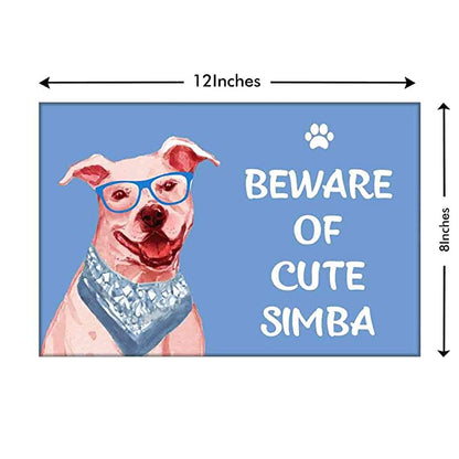 Personalized Dog Name Plate - Beware Of Dog Sign - Hipster Staffordshire terrier