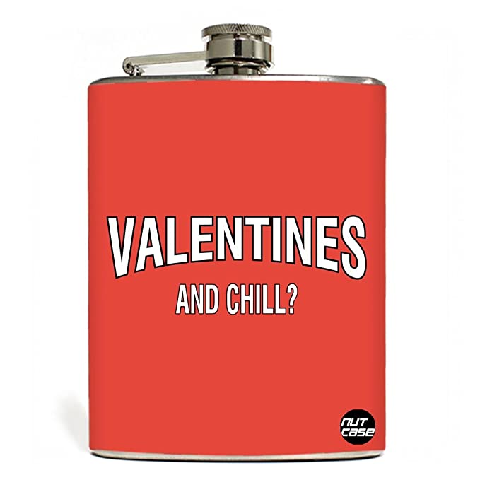 Cool Valentines Day Gifts For Him Hip Flask 8 Oz - Valentines and Chill