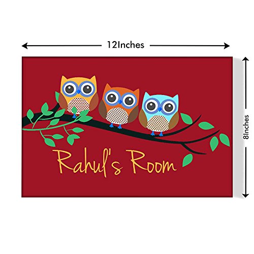 Kids Door Sign Name Plate Personalised Childrens Gifts - Owls Red