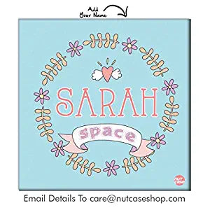 Customized Wall Art Decor for Kids Room Add Name  - Blue Floral