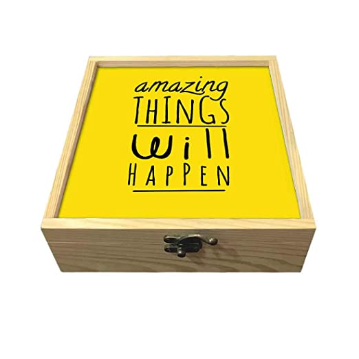 Passport Cover Luggage Tag Wooden Gift Box Set - Amazing Things Will Happen