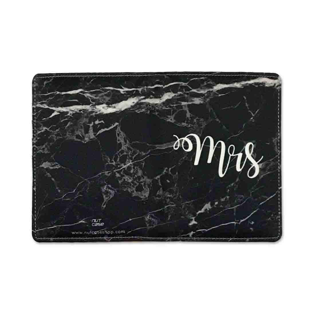 Passport Holder Leather Travel Wallet Organizer -Mrs Black Marble Nutcase