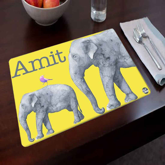 Personalised Animal Theme Return Gift Table Mats for Kids  -  Elephant Love