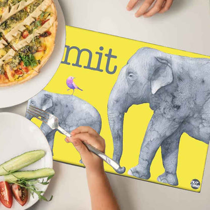 Personalised Animal Theme Return Gift Table Mats for Kids  -  Elephant Love