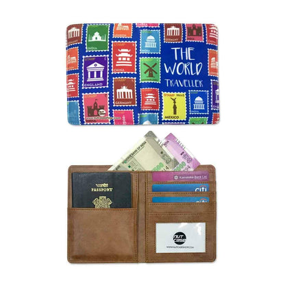 Passport Cover Travel Wallet Organizer  - World Stamps Nutcase