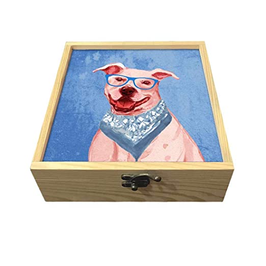 Passport Cover Luggage Tag Wooden Gift Box Set - Hipster Dog