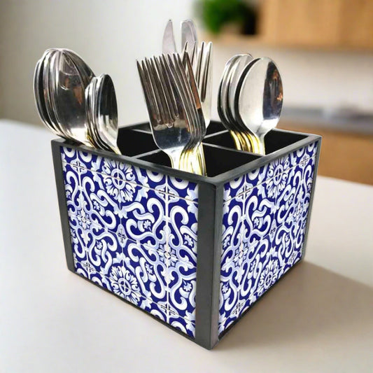 Designer Amazing Silverware Cutlery Holder - Spanish Tiles