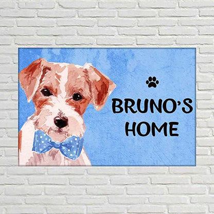 Adorable Personalized Dog Name Plate - Blue Beware Of Dog Sign - Jack Russell