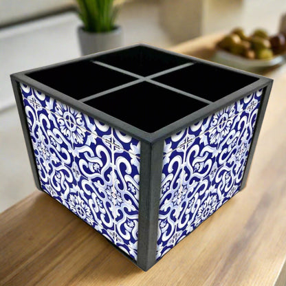 Designer Amazing Silverware Cutlery Holder - Spanish Tiles