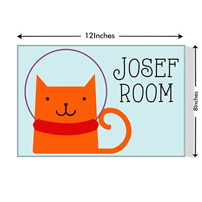 Children's Name Plate Door Sign -  Cute Cat Skipping