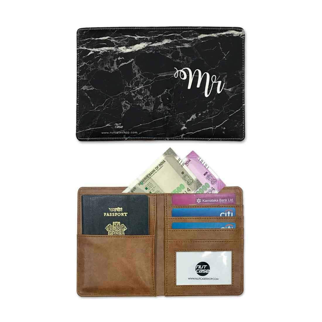 Passport Holder Leather Travel Wallet Organizer-Mr Black Marble Nutcase