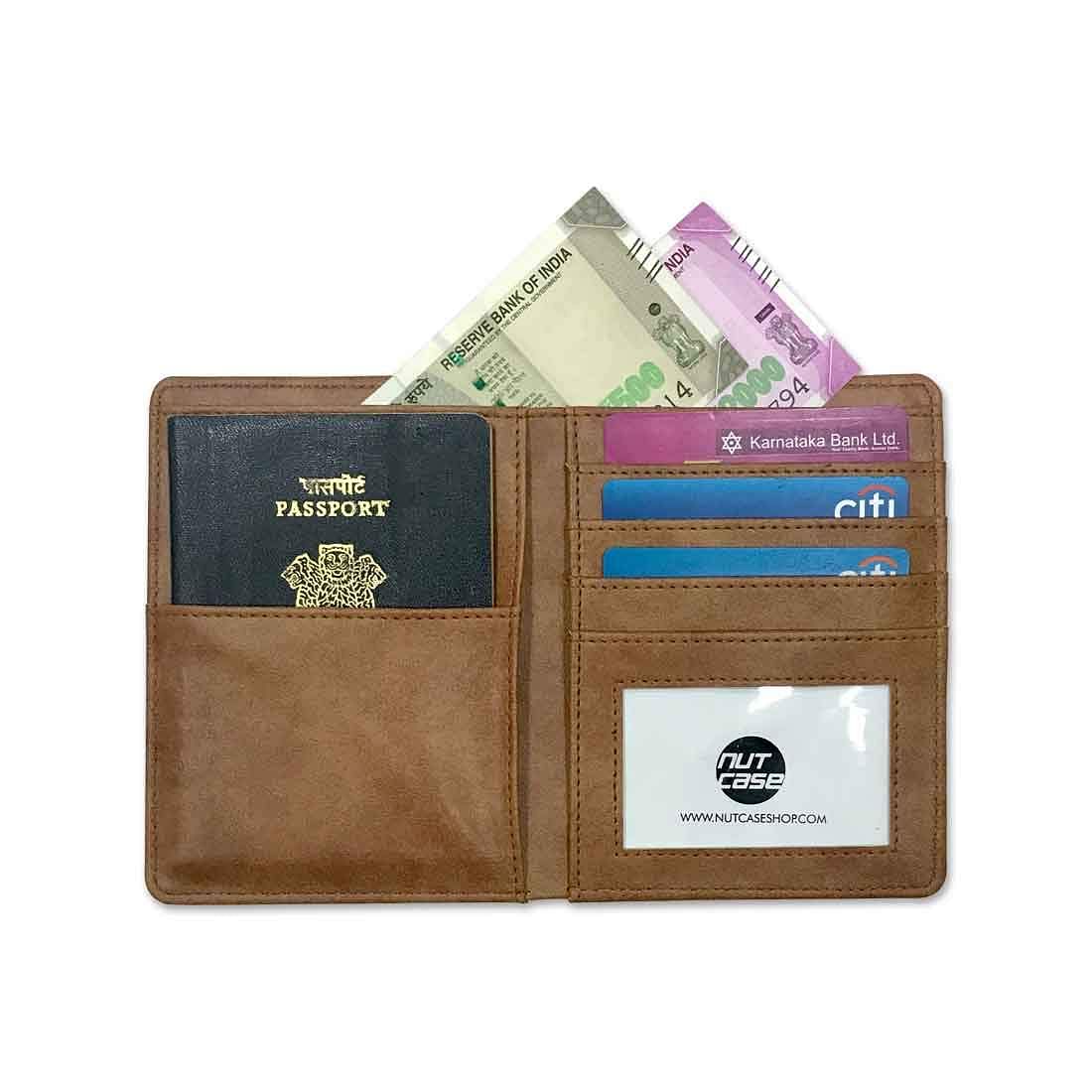 Couple Passport Cover Holder Leather Travel Wallet Case Designer Passport Cover - Pink And Blue Strips Nutcase