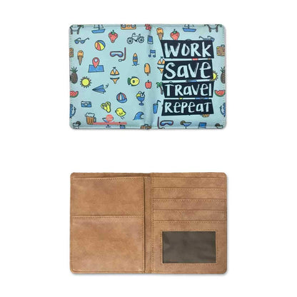 Funny Passport Holder Travel Wallet Organizer  - Work Save Travel Repeat Nutcase