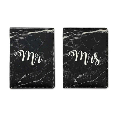 Couple Passport Cover Holder Leather Travel Wallet Case Designer Passport Cover - Black Marble Nutcase