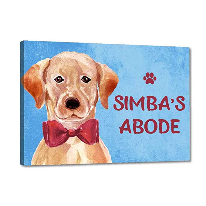 Personalized Dog Name Plate - Labrador Golden Retriever Red Tie