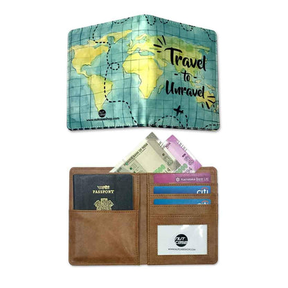 Passport Cover Holder Wallet Travel Organizer  - Maps Design Nutcase