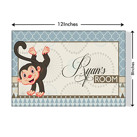 Custom-Made Name Plate for Kids Room - Cute Monkey