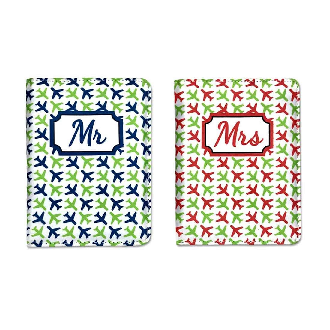 Couple Passport Cover Holder Leather Travel Wallet Case Designer Passport Cover - Multicolor Airplane Nutcase