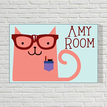 Personalized Children's Name Plate -  Office Cat