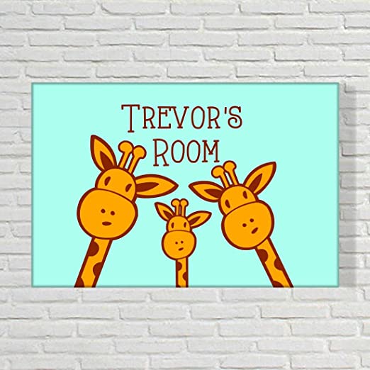 Personalized Kids Room Name Plate -  Cute Giraffes