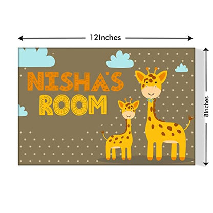 Kids Personalized Room Name Plate -  Zebra & Clouds.