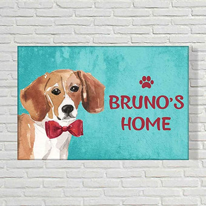 Custom Dog Door Name Plate - Beware Of Dog Sign - Cute Beagle