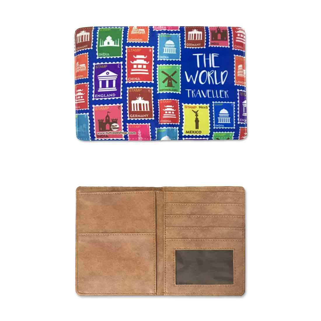 Passport Cover Travel Wallet Organizer  - World Stamps Nutcase