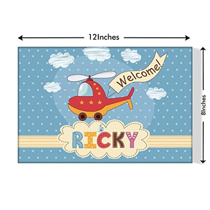 Customized Kids Room Name Plate -  Helicopter & Clouds.