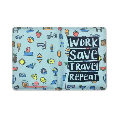 Funny Passport Holder Travel Wallet Organizer  - Work Save Travel Repeat Nutcase