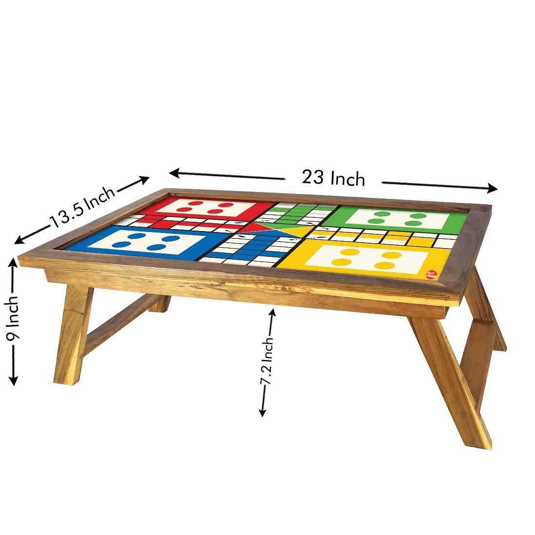 Ludo Study Breakfast Table Lapdesk Bed Tray Tables-Foldable Teak Desk Nutcase