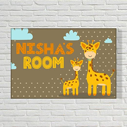 Kids Personalized Room Name Plate -  Zebra & Clouds.