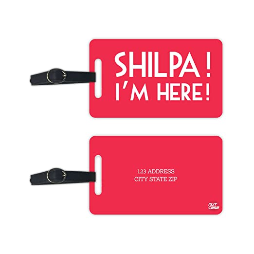 Personalized Suitcase Tags with Your Name Set of 2 - I Am Here