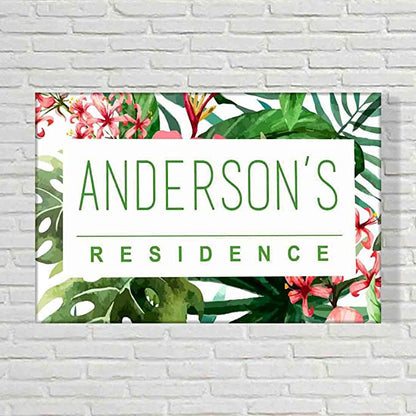 Beautiful Custom Door Name Plate - Tropical Paradise