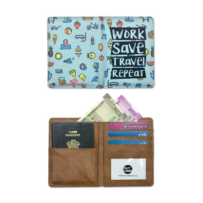 Funny Passport Holder Travel Wallet Organizer  - Work Save Travel Repeat Nutcase