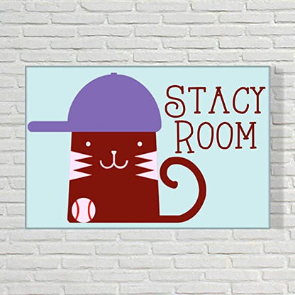 Door Name Plate for Children's Room -  Swag Cat