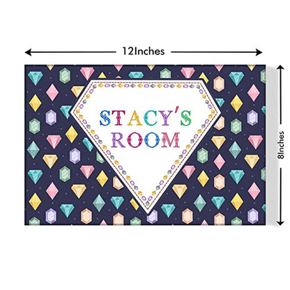 Custom Kids Name Plate  -  Colorful Diamonds.