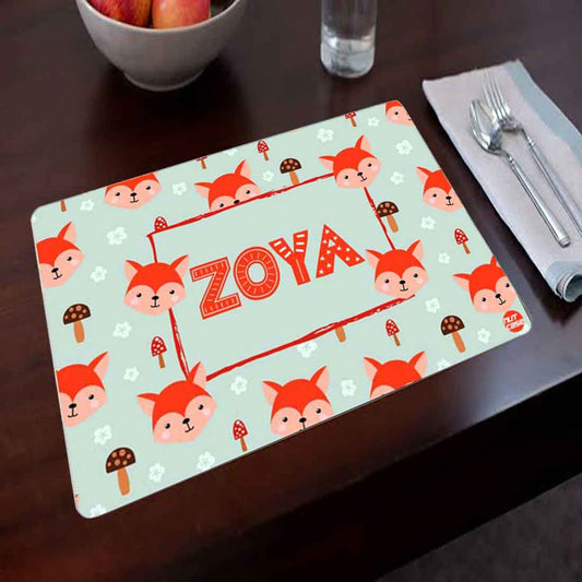Customized Return Gifts for Birthday Personalized Tablemat -  Mushroom & Fox