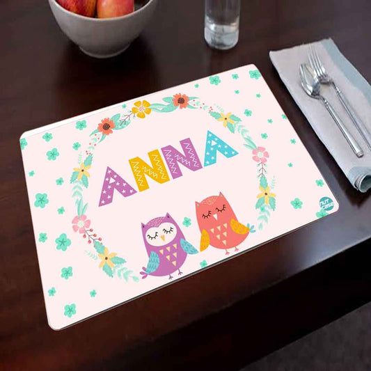 Personalized Fabric Table Mats For Kids  -  Floral & Owl