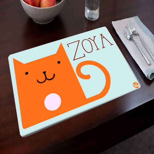 Personalized Fabric Table Mats For Kids  - A Orange Cat