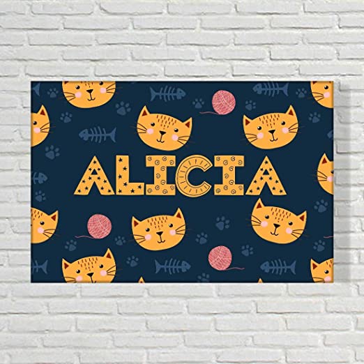Customized Kids Name Plate for Girl -  Cute Little Cat.