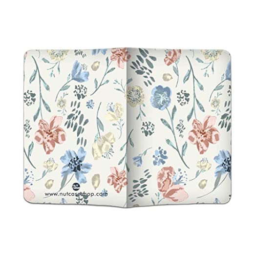 Passport Cover Holder Travel Wallet Case - Cute Blue Baby Flowers