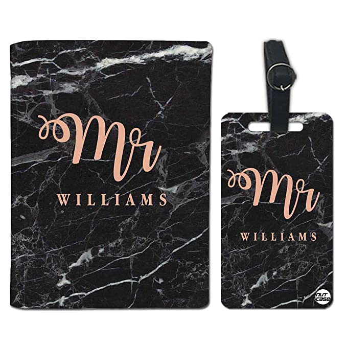 Personalized Gifts for Him Passport Holder-Mr Black Marble