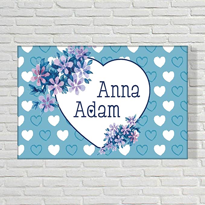 Designer Personalize Door Name Plate - Sweet Blue Hearts